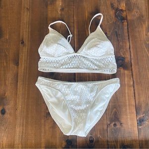 Xhilaration crochet knit cream bikini
